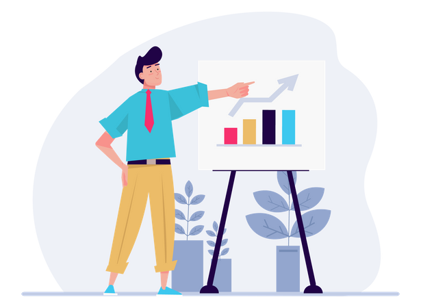 Businessman presenting growth chart  Illustration