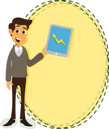 Businessman Presenting Growth Chart on Tablet  Illustration