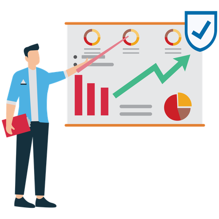 Businessman Presenting Growth Strategy  Illustration