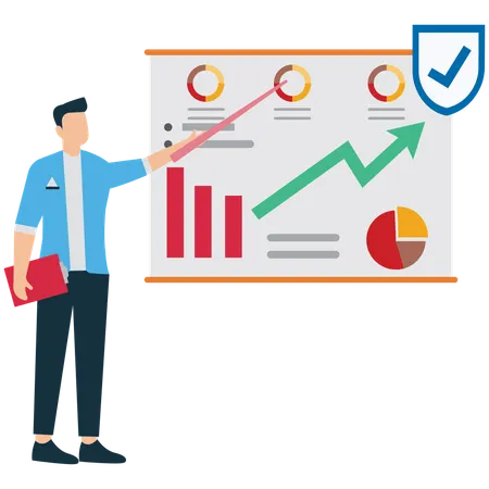 Businessman Presenting Growth Strategy  Illustration