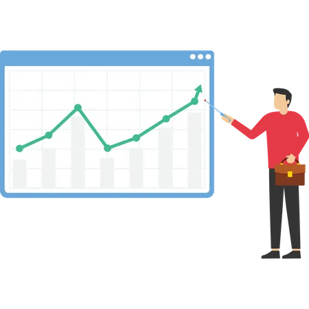 Businessman presenting higher performance graph  Illustration