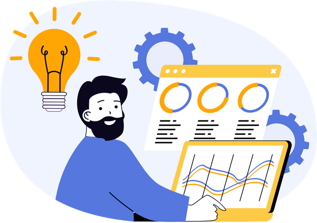 Businessman presenting ideas in meeting  Illustration