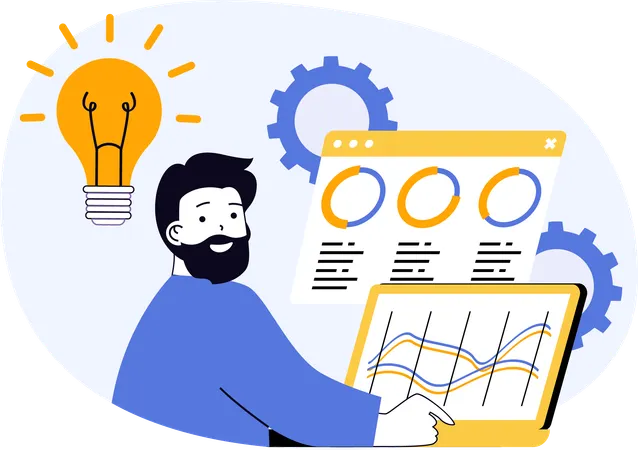 Businessman presenting ideas in meeting  Illustration