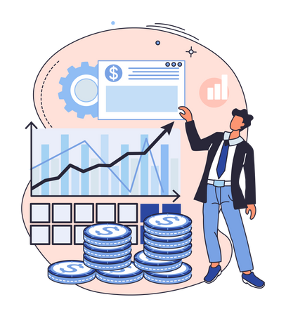 Businessman presenting investment chart  Illustration