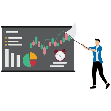 Businessman presenting loss graphs in meeting  Illustration