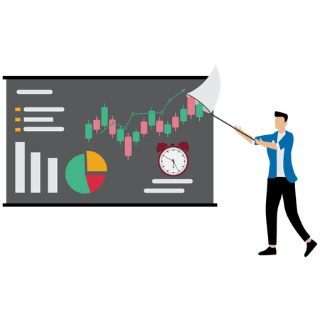 Businessman presenting loss graphs in meeting  Illustration
