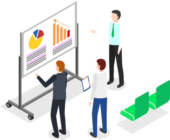 Businessman presenting market data to employees  Illustration