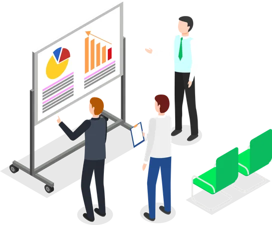 Businessman presenting market data to employees  Illustration