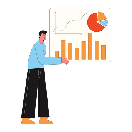 Businessman presenting marketing data  Illustration