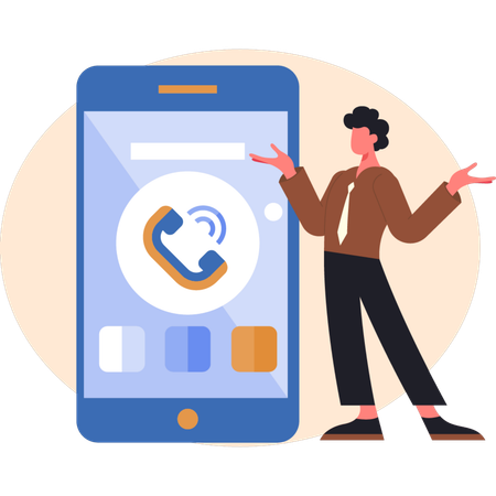 Businessman presenting mobile call  Illustration