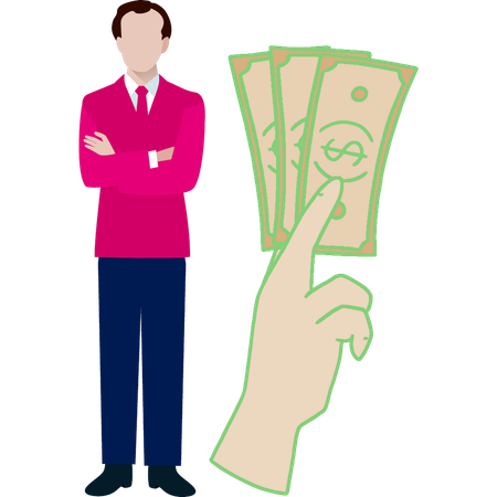 Businessman presenting money in hand  Illustration