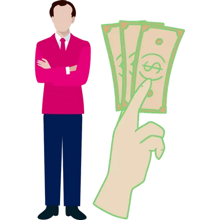 Businessman presenting money in hand  Illustration