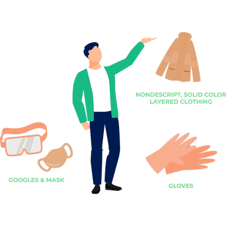 Businessman presenting nondescript cloth and eyeglasses  Illustration