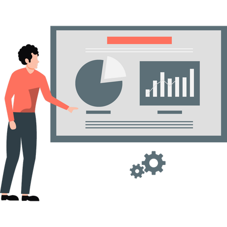 Businessman presenting pie chart and diagram  Illustration