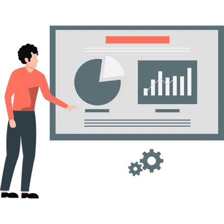 Businessman presenting pie chart and diagram  Illustration