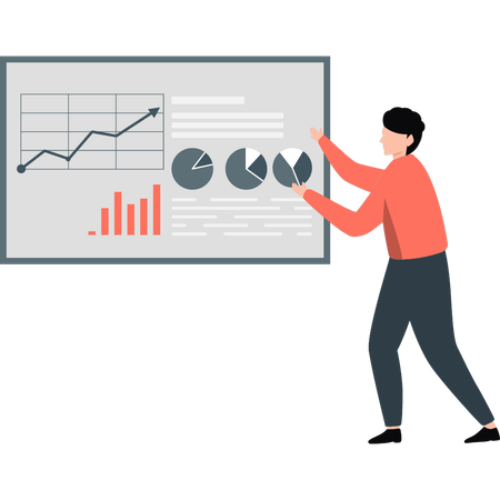 Businessman presenting pie chart in meeting  Illustration