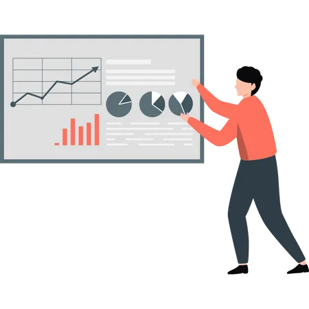 Businessman presenting pie chart in meeting  Illustration