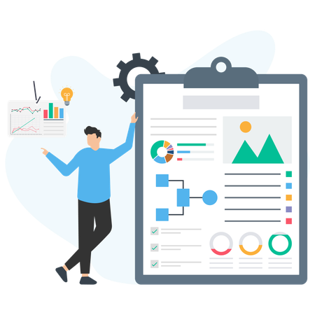 Businessman presenting project strategy  Illustration