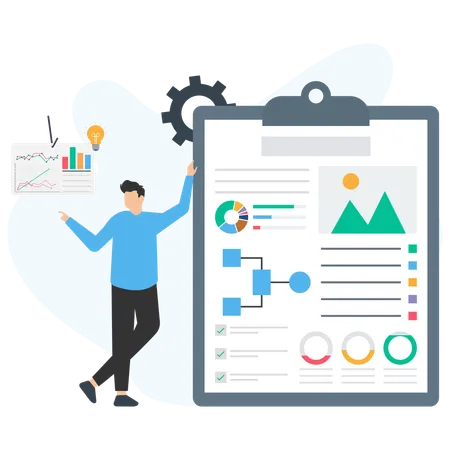 Businessman presenting project strategy  Illustration