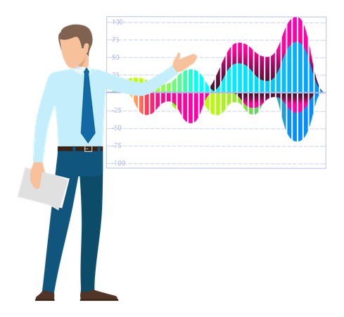 Businessman presenting statistical data of business  Illustration