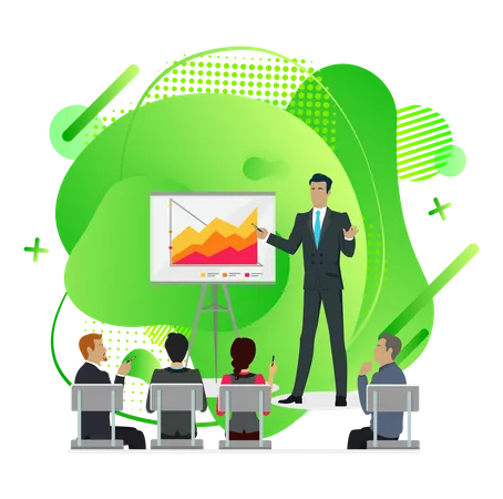 Businessman presenting statistics to team  Illustration