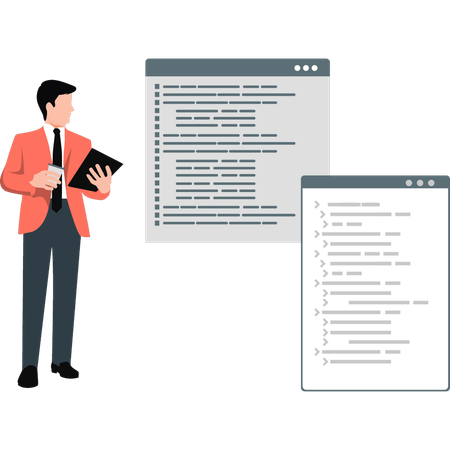 Businessman presenting web coding  Illustration