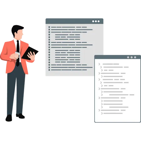 Businessman presenting web coding  Illustration