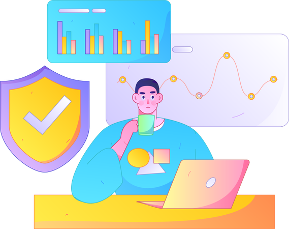 Businessman presents data for protection  Illustration