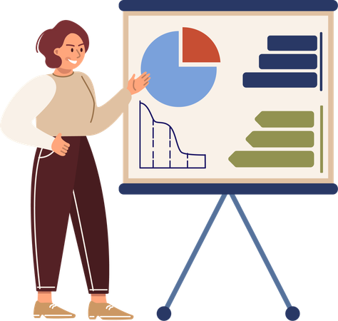 Businessman presents data in business presentation  Illustration