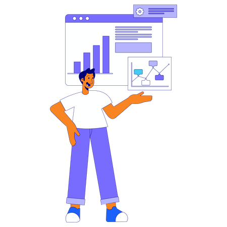 Businessman presents data in meeting  Illustration