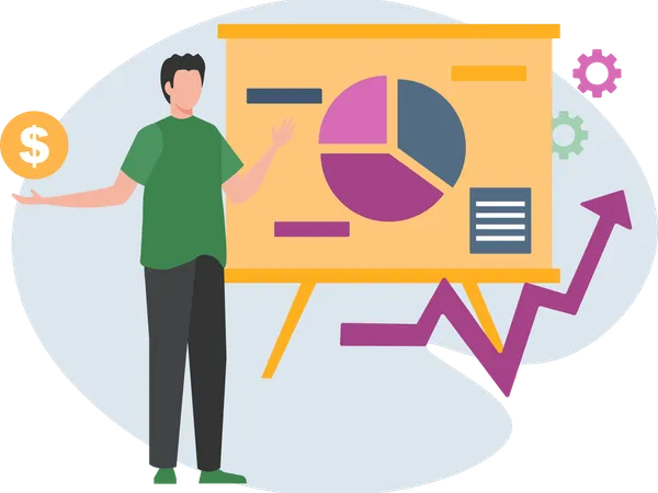 Businessman presents data in meeting  Illustration