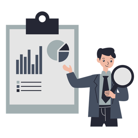 Businessman presents Data Report  Illustration