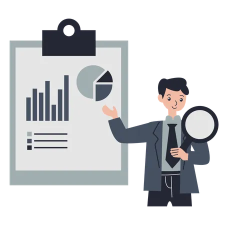 Businessman presents Data Report  Illustration