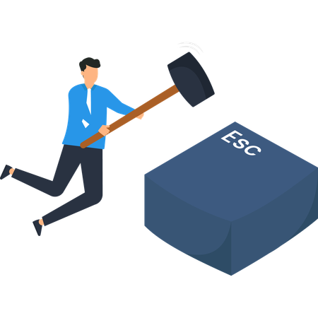 Businessman pressing escape key  Illustration