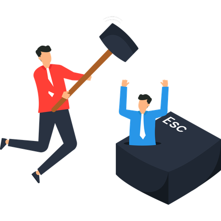 Businessman pressing escape key  Illustration