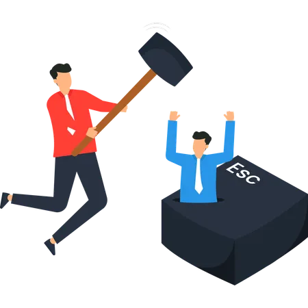 Businessman pressing escape key  Illustration