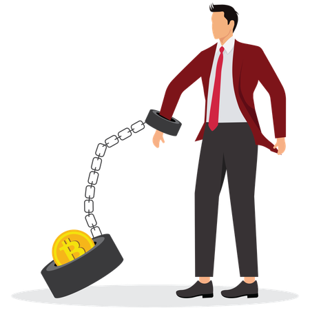 Businessman Prisoner Bitcoin  Illustration