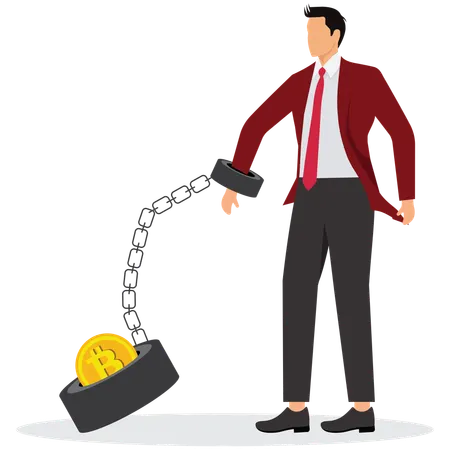 Businessman Prisoner Bitcoin  Illustration