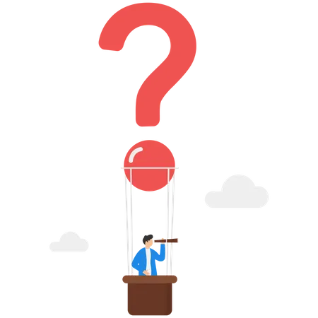 Finding Solutions And Problem Solving Concepts Businessman Flying With Question Mark Vector Illustration Illustration