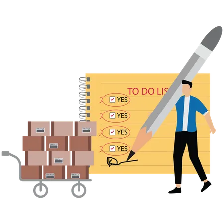 Businessman procurement manager checking supply assets  Illustration