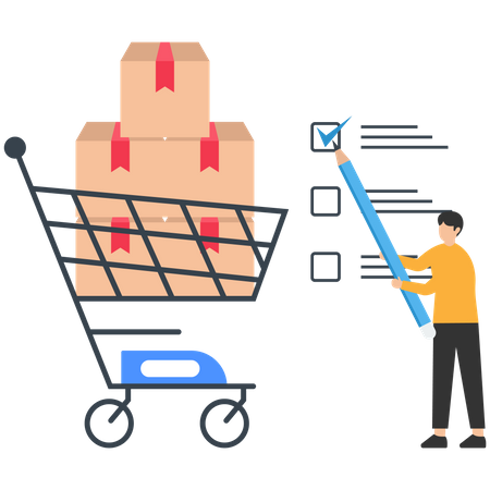 Businessman procurement manager checking supply assets  Illustration