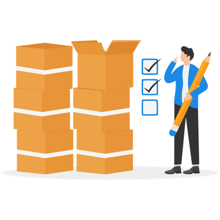 Businessman procurement manager checking supply assets  イラスト