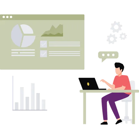 Businessman produces financial data  Illustration