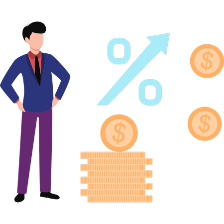 Businessman profit percent has increased  Illustration