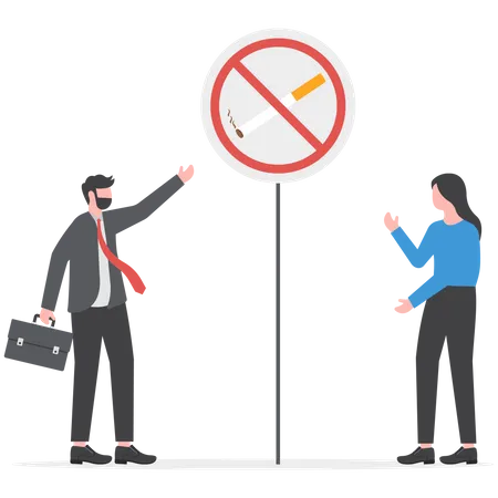 Businessman Prohibits Smoking At Workplace Illustration