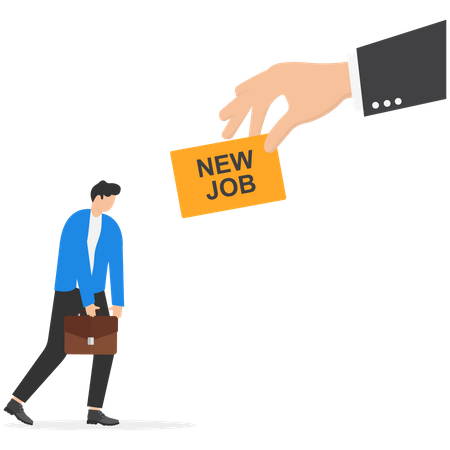 Businessman promoted to new job  Illustration