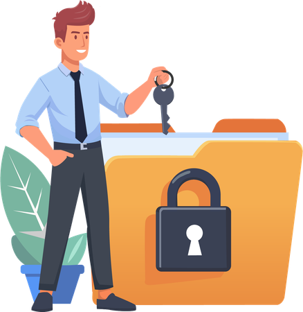 Businessman Protect Personal information  Illustration