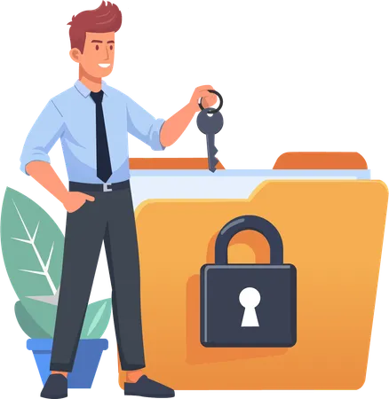 Businessman Protect Personal information  Illustration