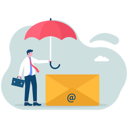 Businessman protecting business email  Illustration