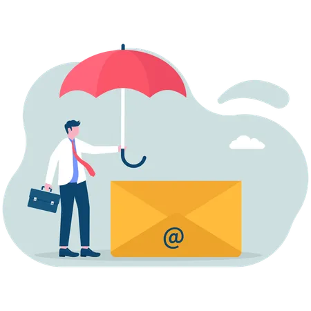 Businessman protecting business email  Illustration